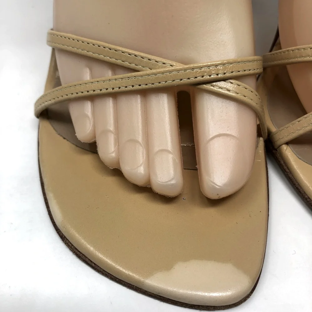 Stuart Weitzman Nude Tie Strap Square Toe Heels